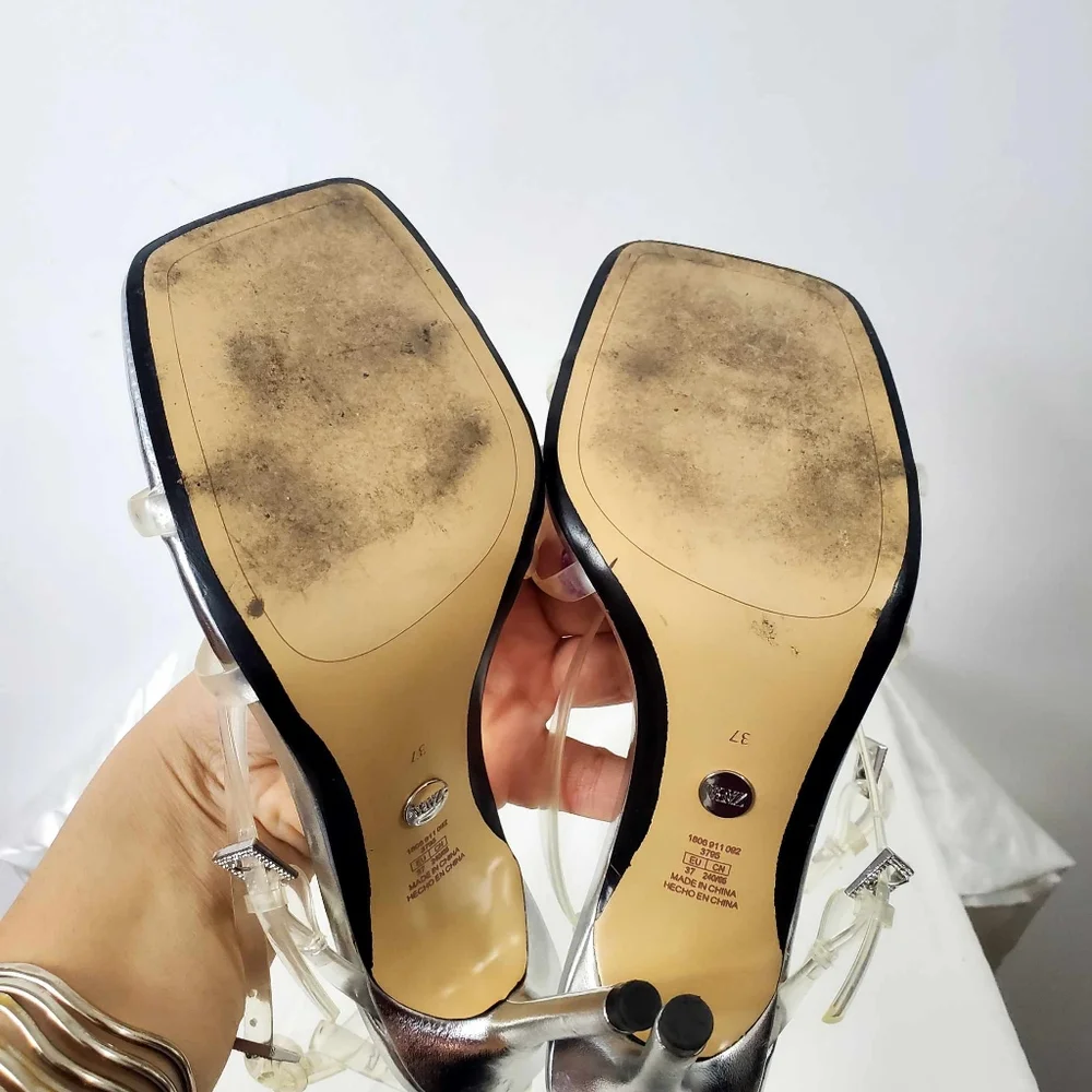 Zara Clear Invisible Vinyl Straps High Heel Strappy Sandal - Picture 12 of 16